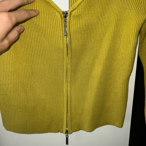 Pink Rose Green Double Zip Sweater - Picture 2 of 4